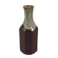 Japanese Ceramic Single Flower Vase Vtg Small Kabin Brown Round Octagon MFV95