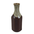Japanese Ceramic Single Flower Vase Vtg Small Kabin Brown Round Octagon MFV95
