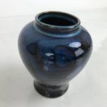 Japanese Ceramic Single Flower Vase Vtg Small Kabin Dark Blue Black Glaze MFV83