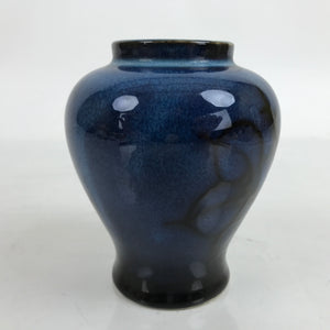 Japanese Ceramic Single Flower Vase Vtg Small Kabin Dark Blue Black Glaze MFV83