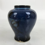 Japanese Ceramic Single Flower Vase Vtg Small Kabin Dark Blue Black Glaze MFV83