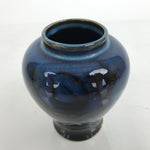 Japanese Ceramic Single Flower Vase Vtg Small Kabin Dark Blue Black Glaze MFV83