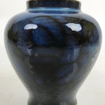 Japanese Ceramic Single Flower Vase Vtg Small Kabin Dark Blue Black Glaze MFV83