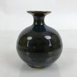 Japanese Ceramic Single Flower Vase Vtg Small Kabin Dark Blue Brown Glaze MFV82