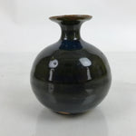 Japanese Ceramic Single Flower Vase Vtg Small Kabin Dark Blue Brown Glaze MFV82