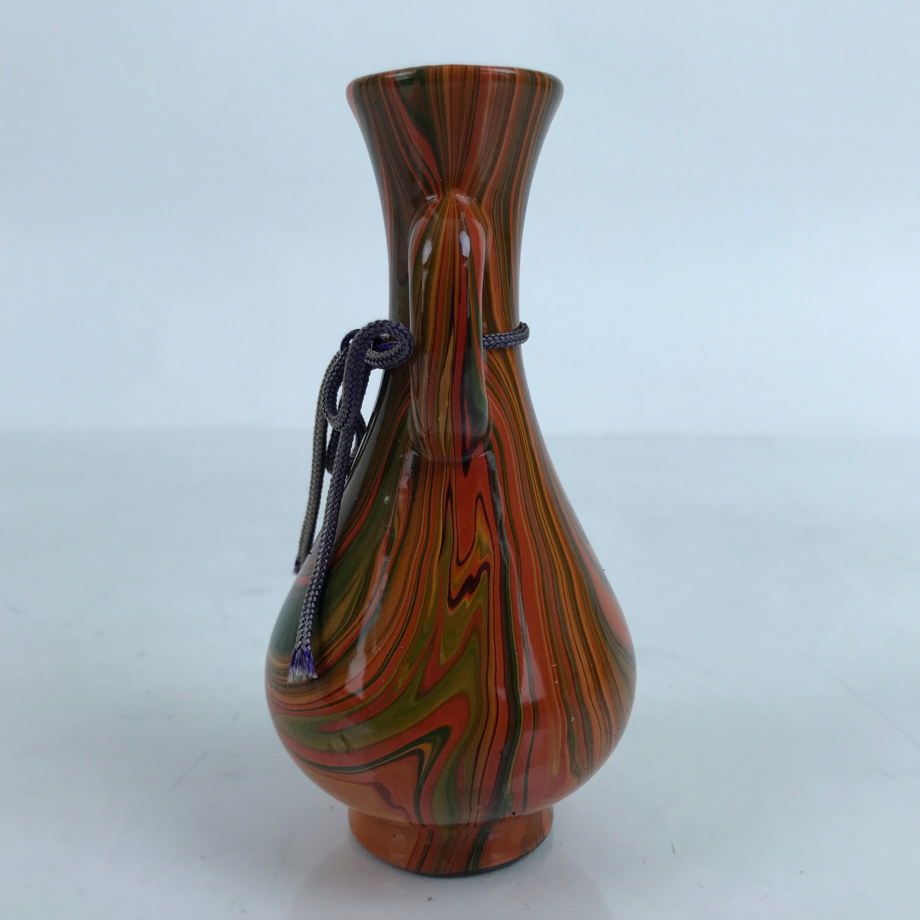 Japanese Ceramic Single Flower Vase Vtg Small Kabin Nagasaki Nanban Nuri MFV86