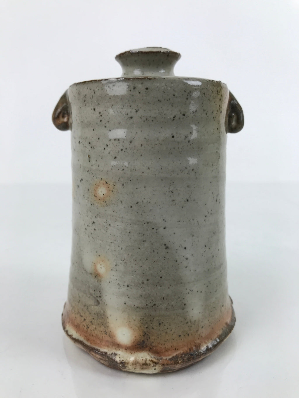 Japanese Ceramic Single Flower Vase Vtg Small Kabin Pepper Gray Orange MFV78