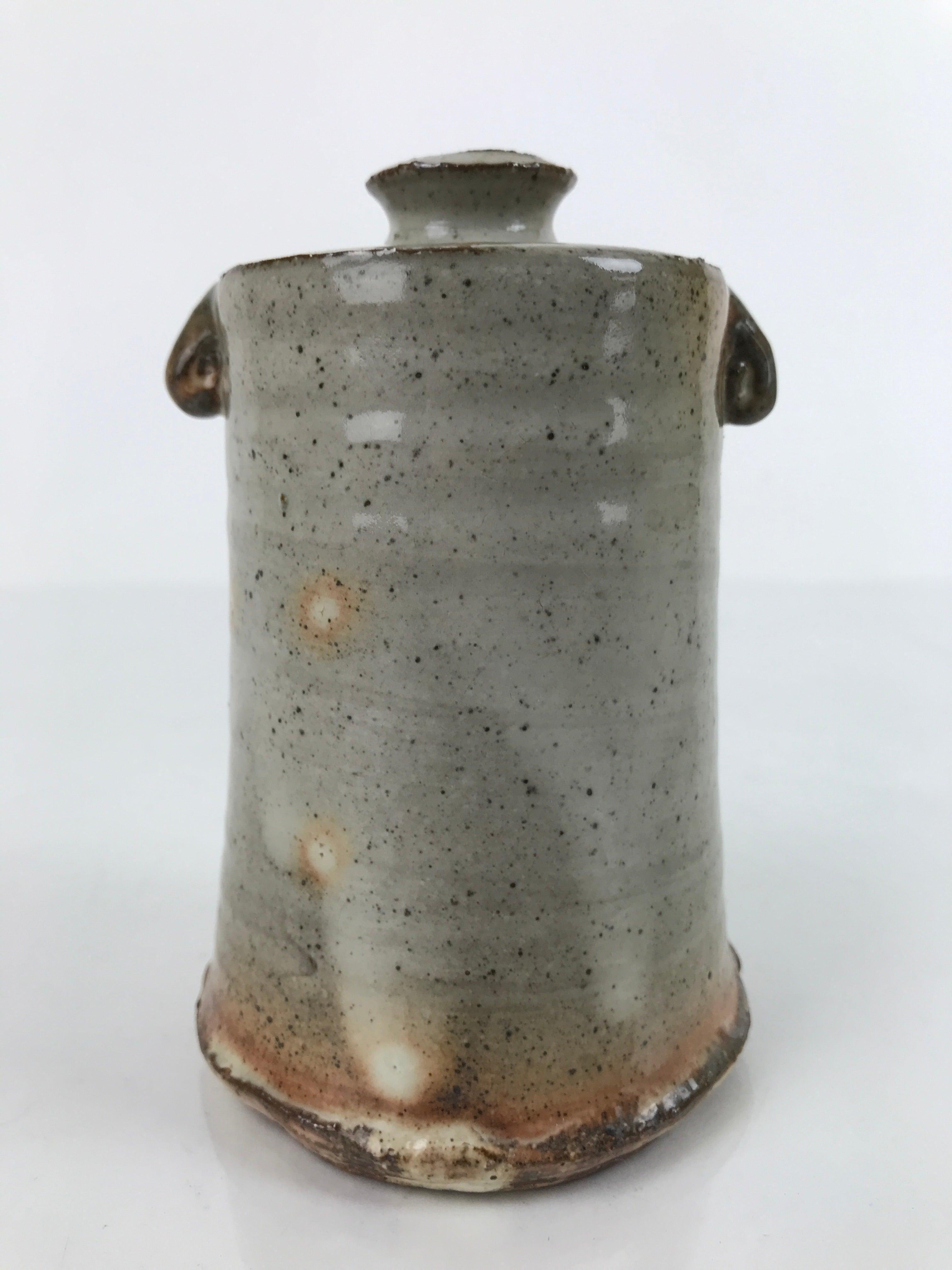 Japanese Ceramic Single Flower Vase Vtg Small Kabin Pepper Gray Orange MFV78
