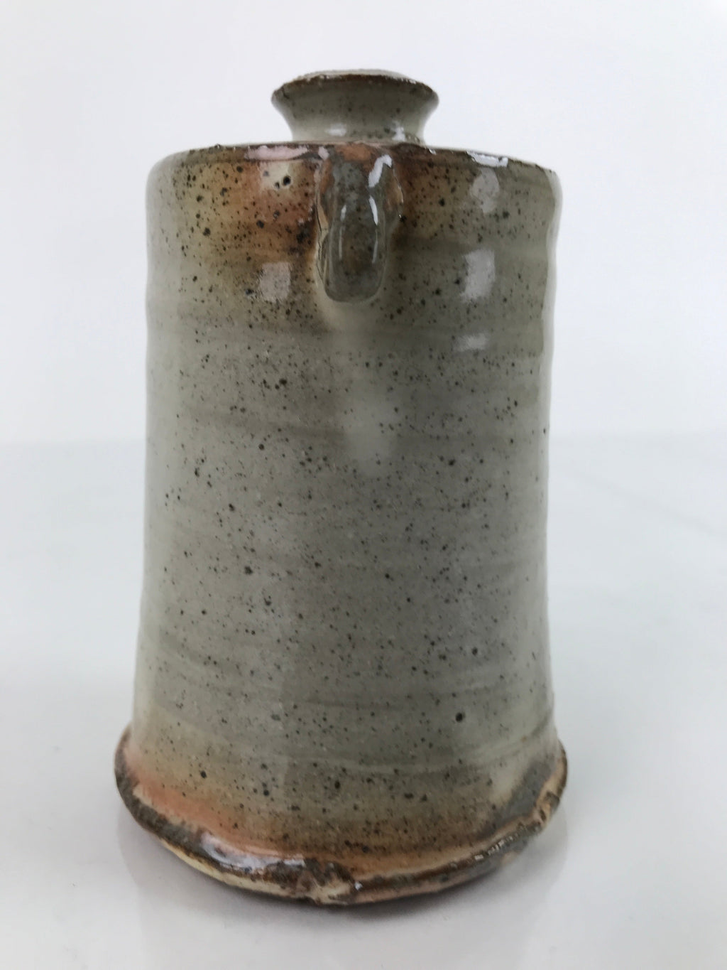 Japanese Ceramic Single Flower Vase Vtg Small Kabin Pepper Gray Orange MFV78