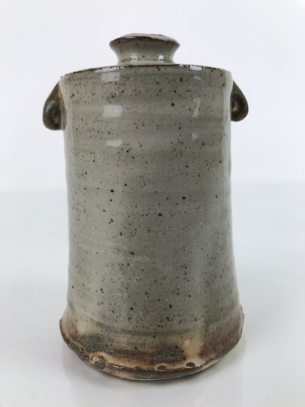 Japanese Ceramic Single Flower Vase Vtg Small Kabin Pepper Gray Orange MFV78