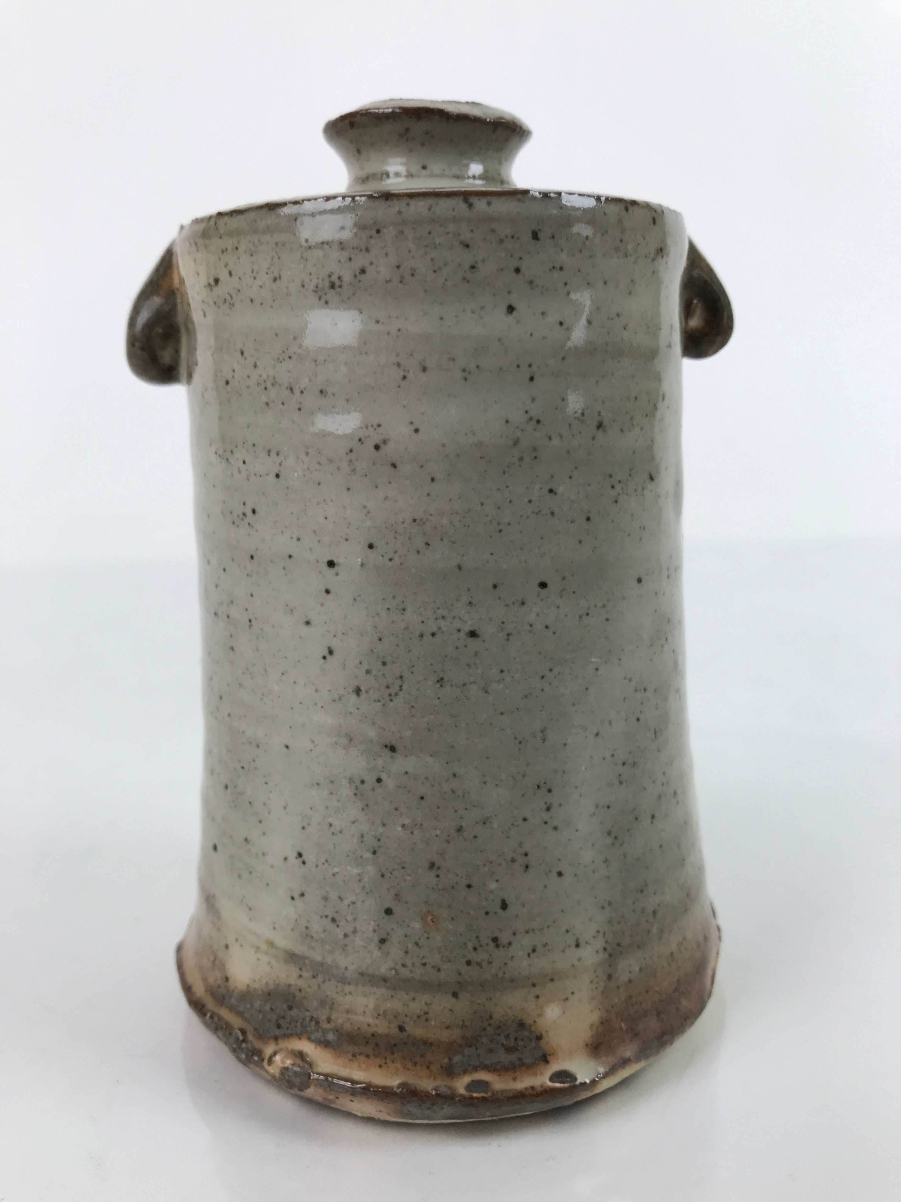 Japanese Ceramic Single Flower Vase Vtg Small Kabin Pepper Gray Orange MFV78