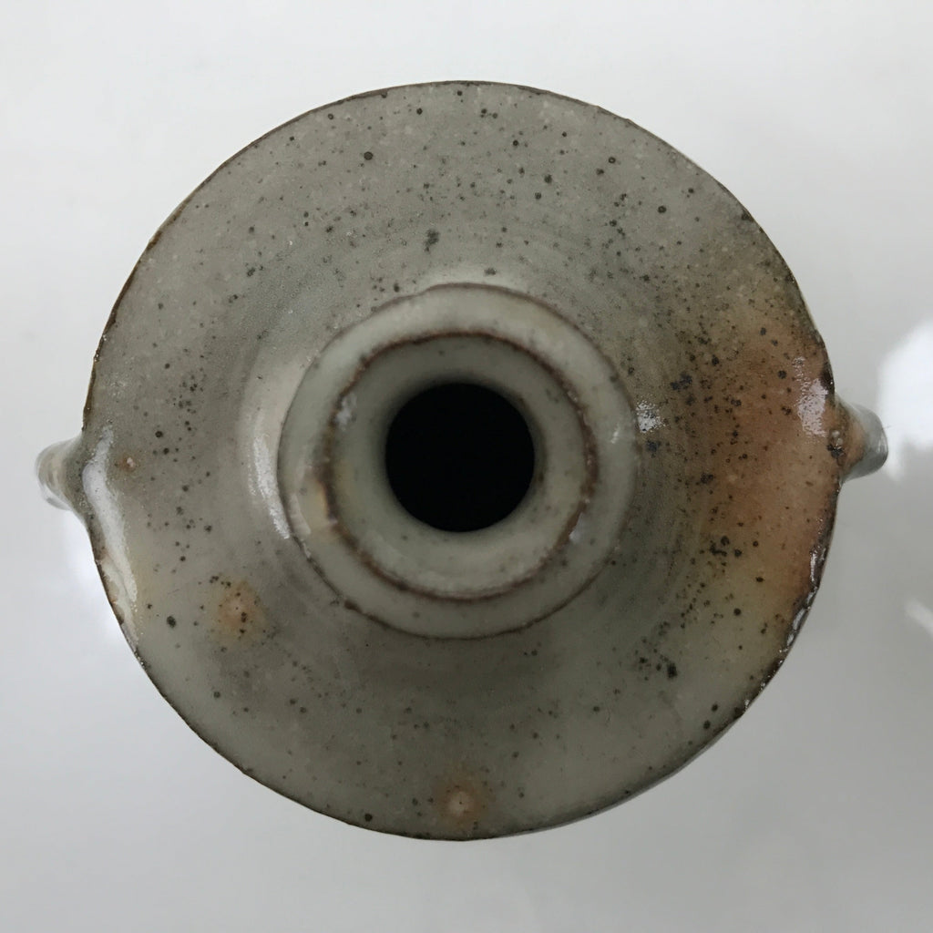 Japanese Ceramic Single Flower Vase Vtg Small Kabin Pepper Gray Orange MFV78