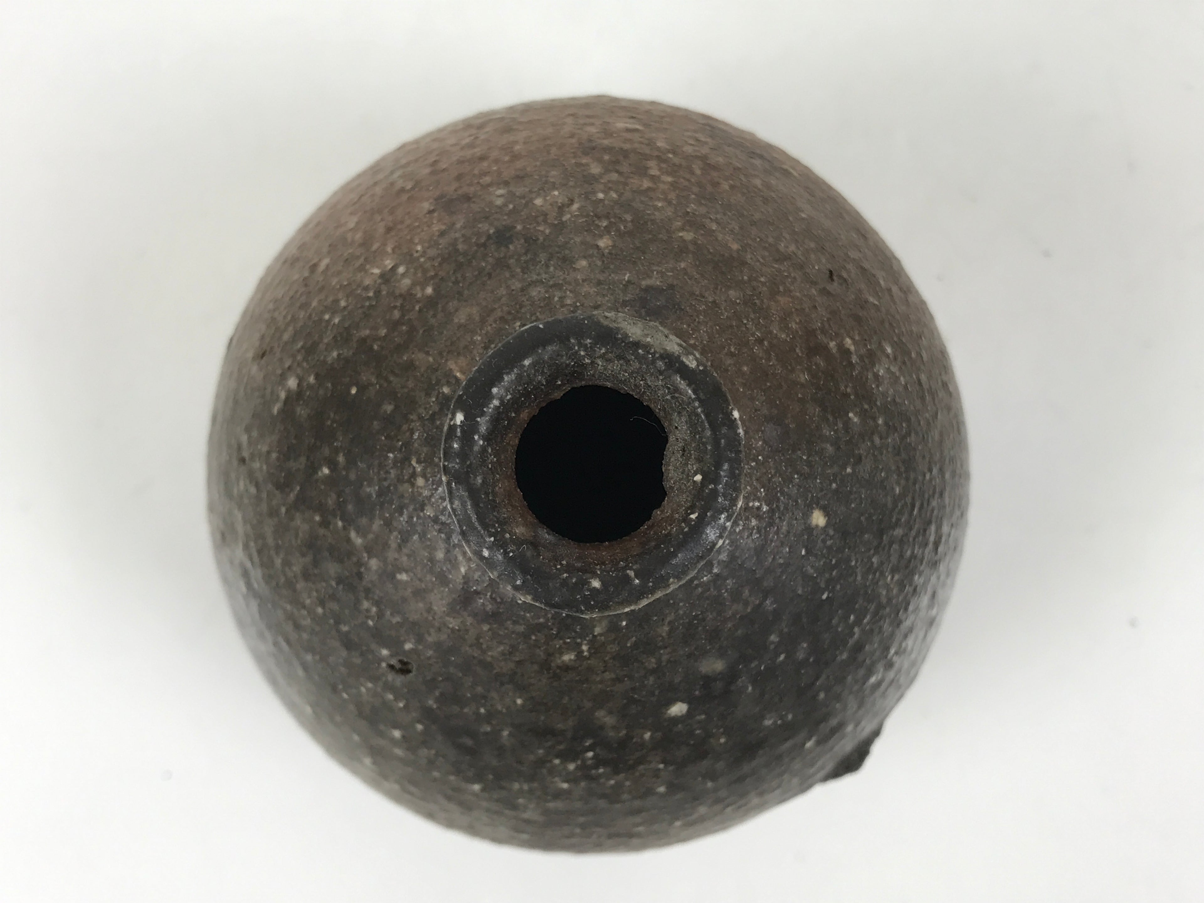 Japanese Ceramic Single Flower Vase Vtg Small Kabin Round Brown Gray MFV92