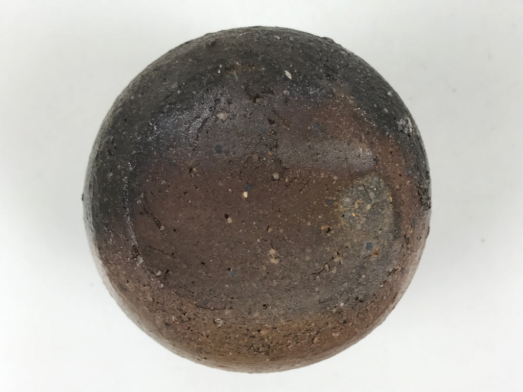 Japanese Ceramic Single Flower Vase Vtg Small Kabin Round Brown Gray MFV92