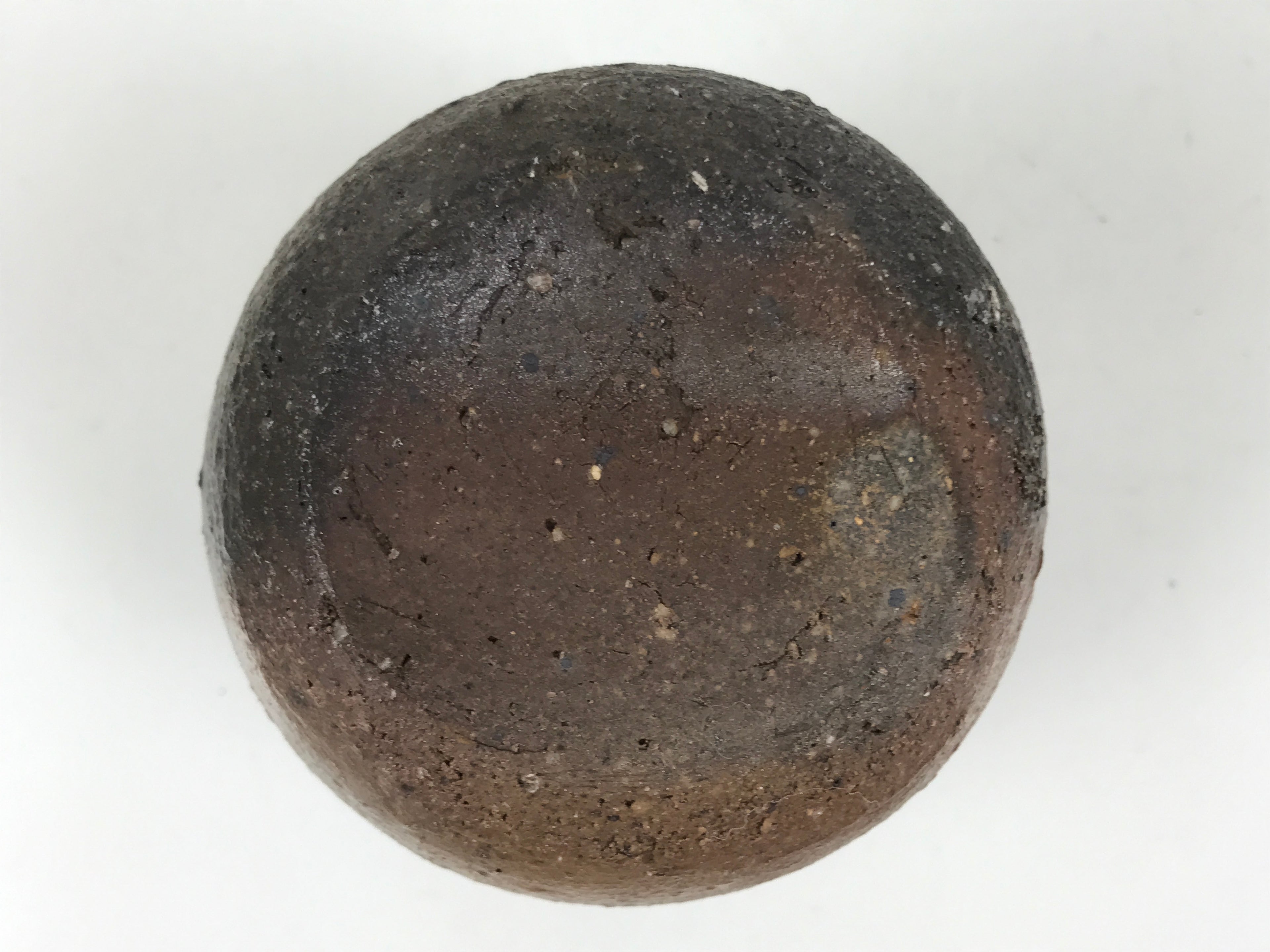 Japanese Ceramic Single Flower Vase Vtg Small Kabin Round Brown Gray MFV92
