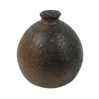 Japanese Ceramic Single Flower Vase Vtg Small Kabin Round Brown Gray MFV92