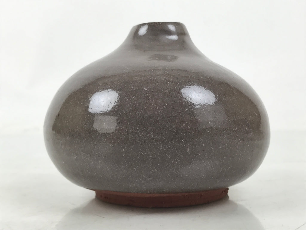 Japanese Ceramic Single Flower Vase Vtg Small Kabin Round Gray Crackle MFV99