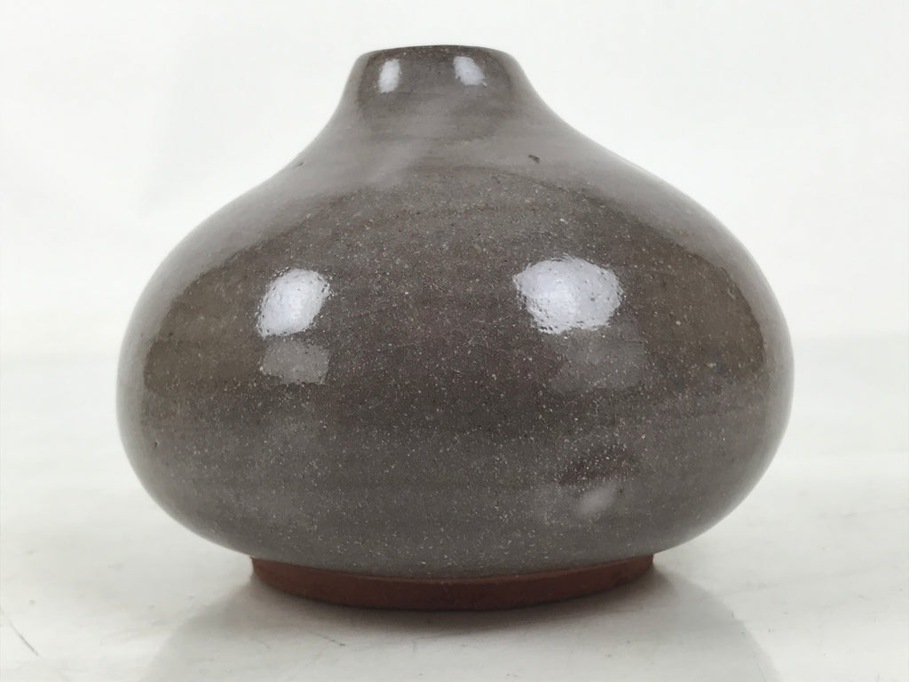 Japanese Ceramic Single Flower Vase Vtg Small Kabin Round Gray Crackle MFV99
