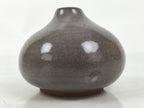 Japanese Ceramic Single Flower Vase Vtg Small Kabin Round Gray Crackle MFV99
