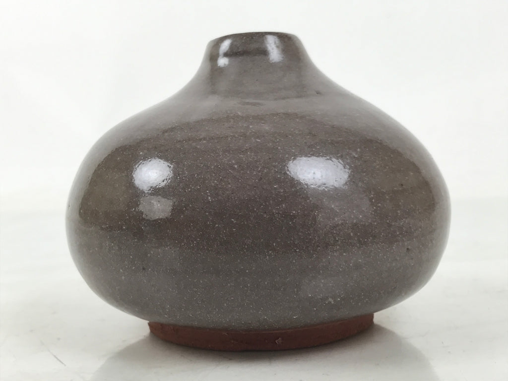 Japanese Ceramic Single Flower Vase Vtg Small Kabin Round Gray Crackle MFV99