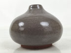 Japanese Ceramic Single Flower Vase Vtg Small Kabin Round Gray Crackle MFV99