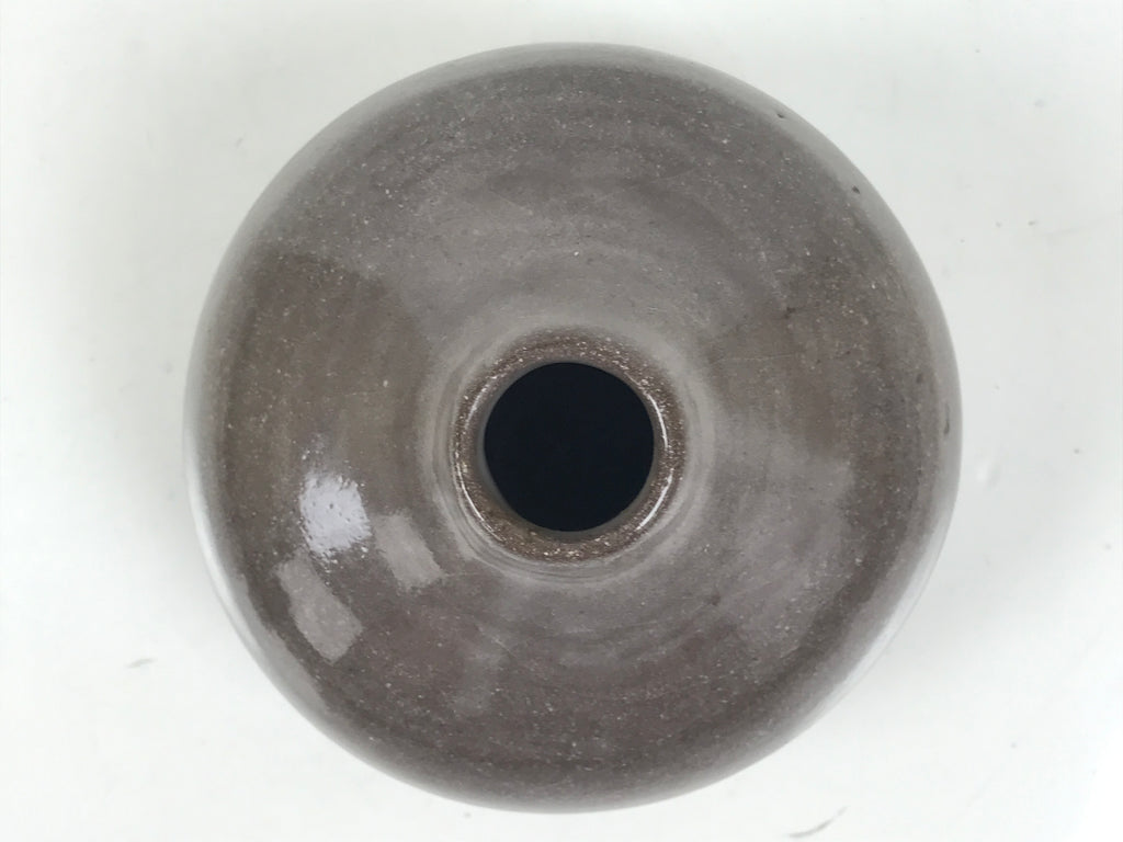 Japanese Ceramic Single Flower Vase Vtg Small Kabin Round Gray Crackle MFV99