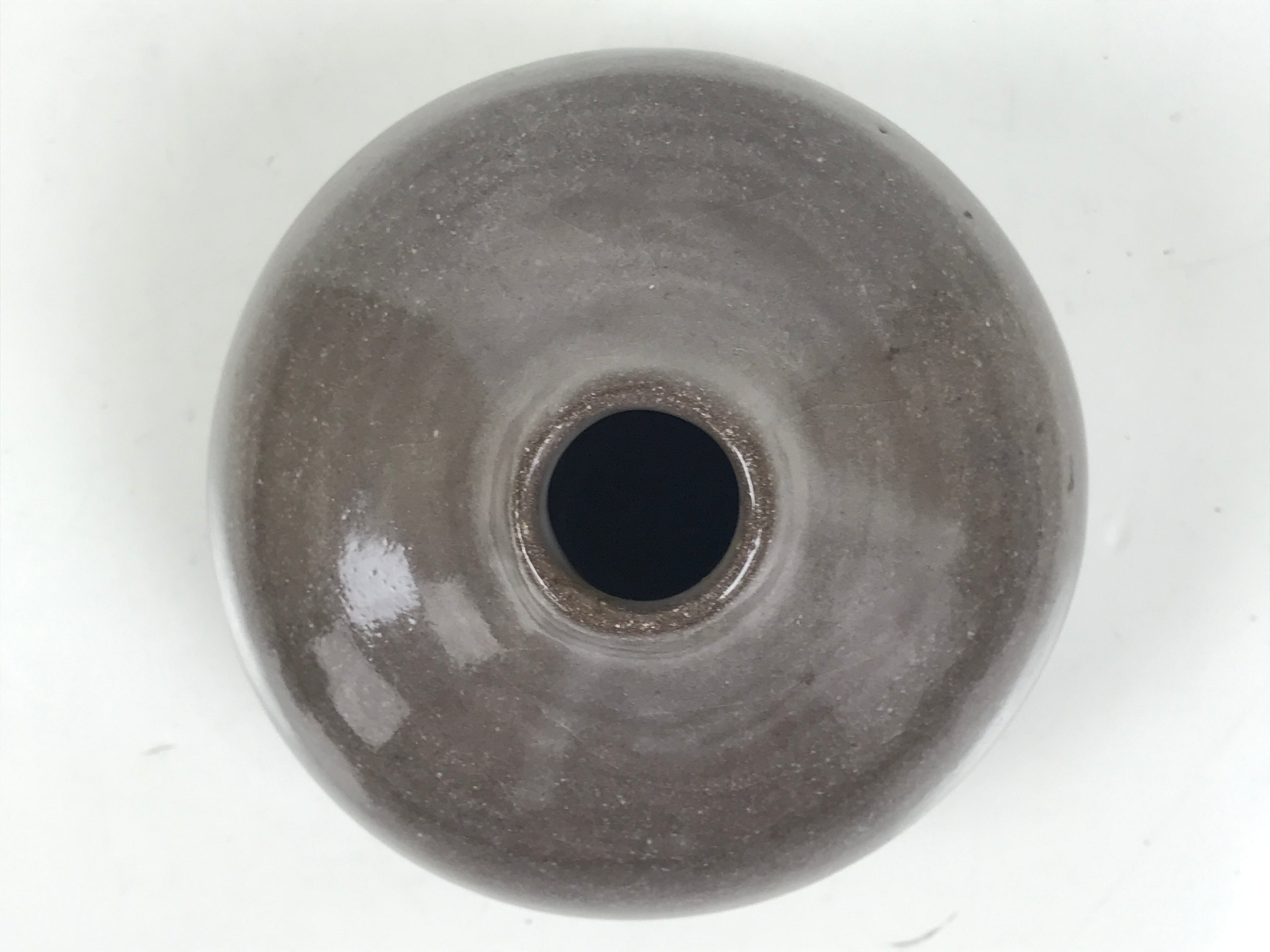 Japanese Ceramic Single Flower Vase Vtg Small Kabin Round Gray Crackle MFV99