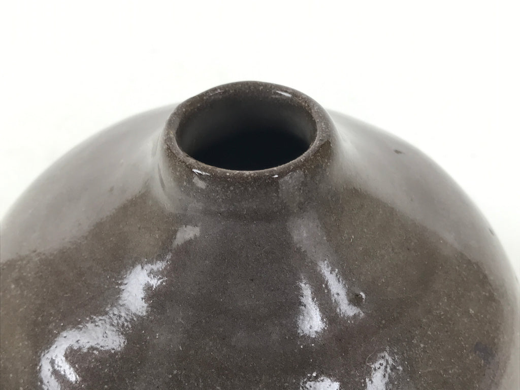 Japanese Ceramic Single Flower Vase Vtg Small Kabin Round Gray Crackle MFV99