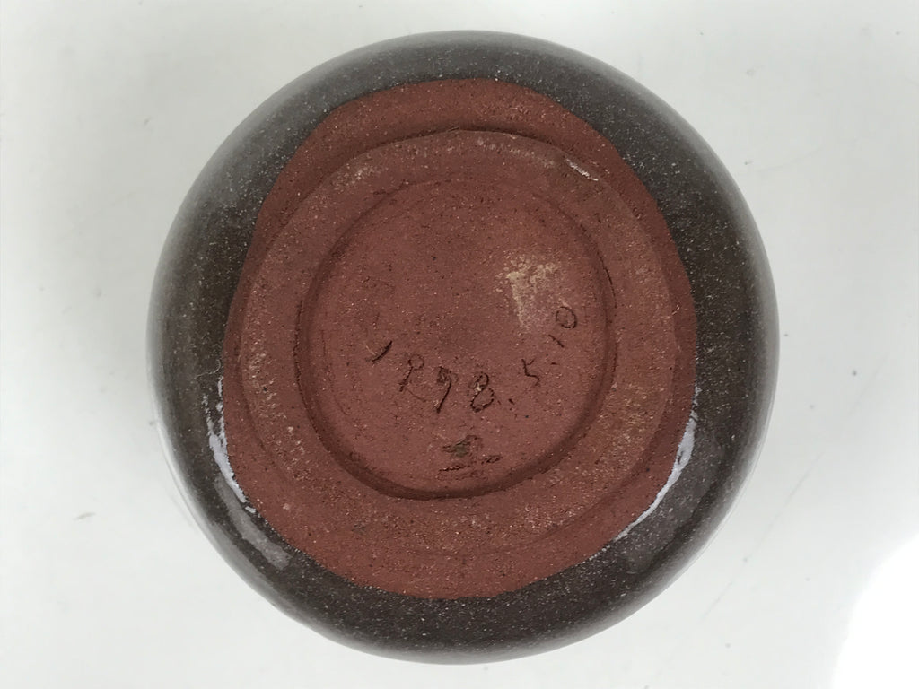 Japanese Ceramic Single Flower Vase Vtg Small Kabin Round Gray Crackle MFV99