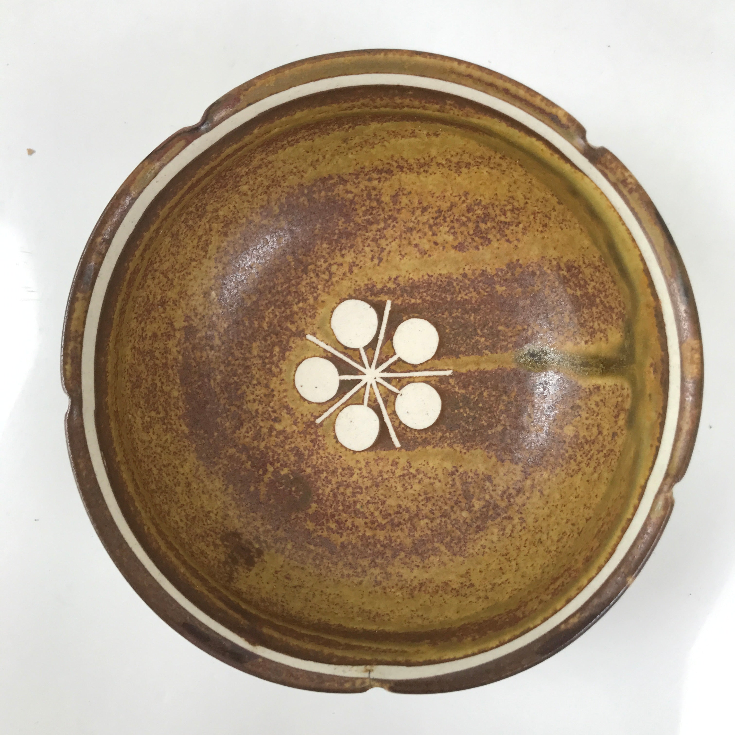 Japanese Ceramic Small Bowl Kobachi Vtg Namasu Dish Plum Blossom Ume Brown Y286