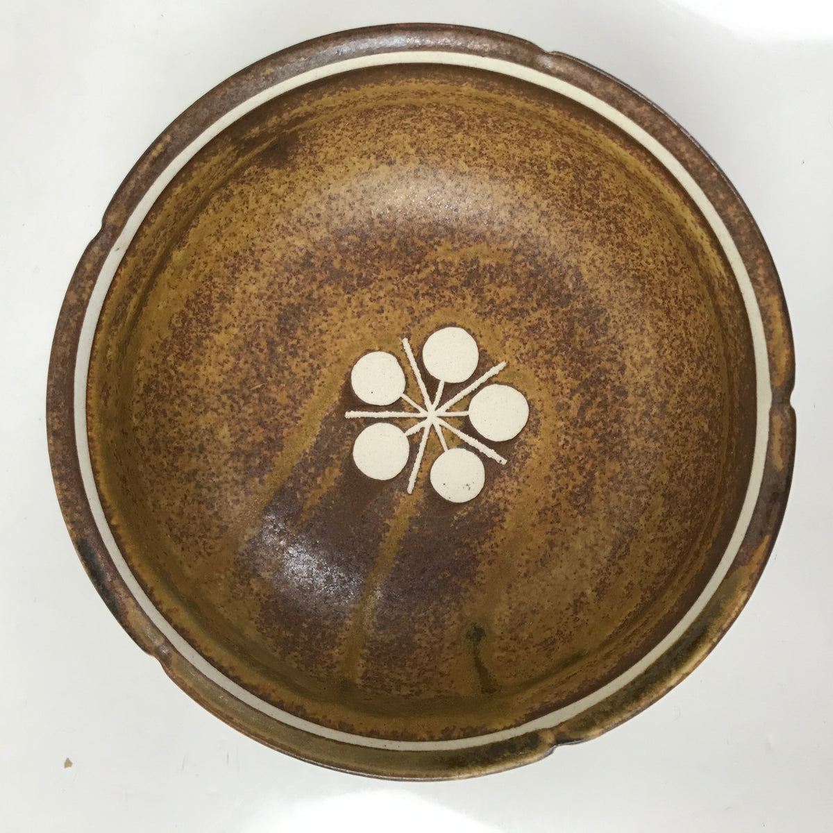 Japanese Ceramic Small Bowl Kobachi Vtg Namasu Dish Plum Blossom Ume Brown Y287