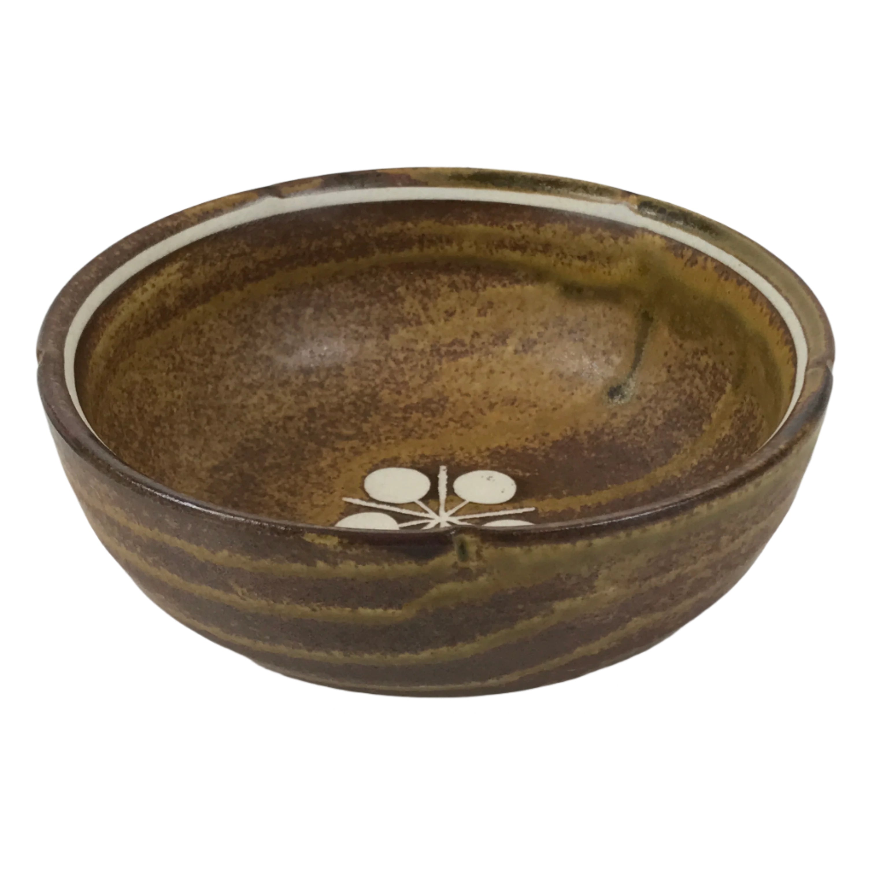 Japanese Ceramic Small Bowl Kobachi Vtg Namasu Dish Plum Blossom Ume Brown Y287