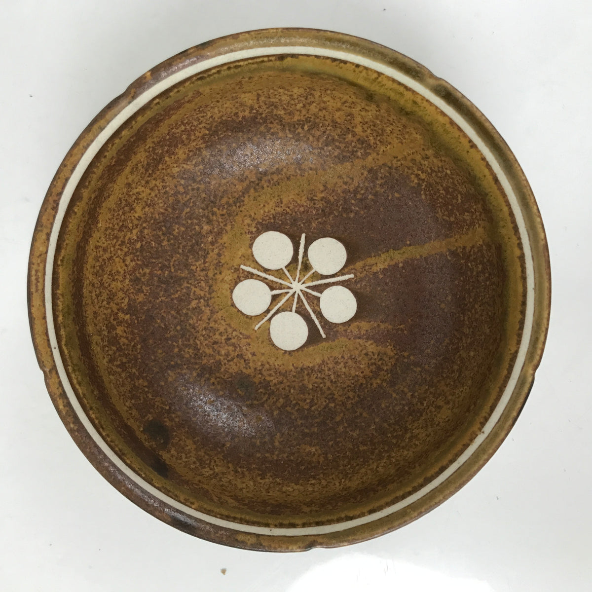 Japanese Ceramic Small Bowl Kobachi Vtg Namasu Dish Plum Blossom Ume Brown Y289