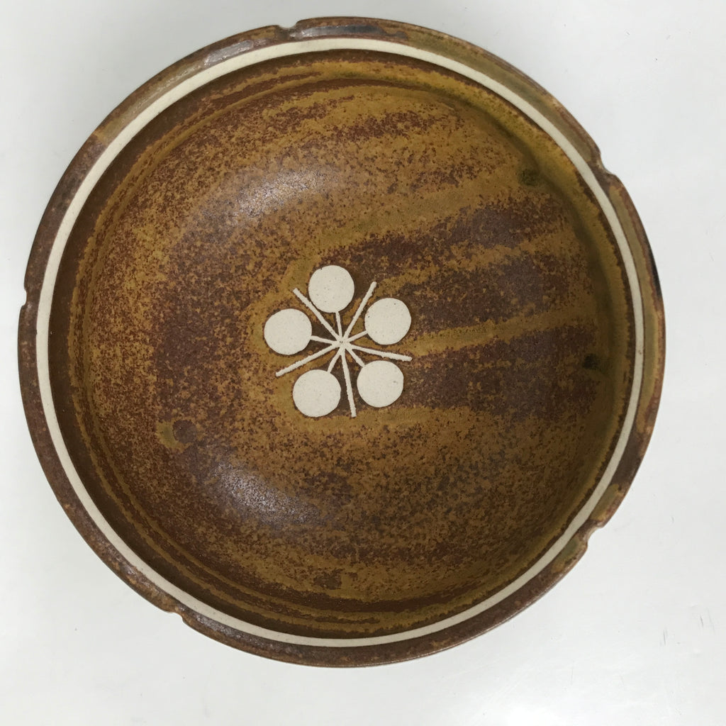 Japanese Ceramic Small Bowl Kobachi Vtg Namasu Dish Plum Blossom Ume Brown Y290