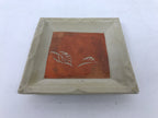 Japanese Ceramic Small Plate Kozara Sara Square Pottery Orange Beige Leaves Y438