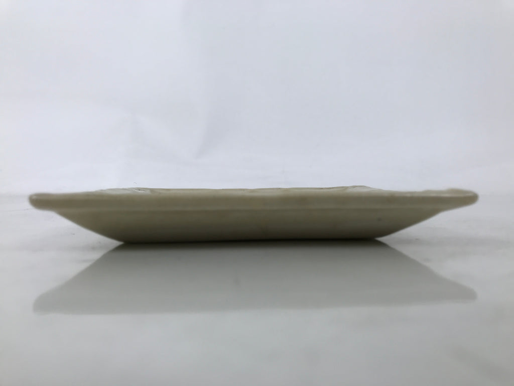 Japanese Ceramic Small Plate Kozara Sara Square Pottery Orange Beige Leaves Y438
