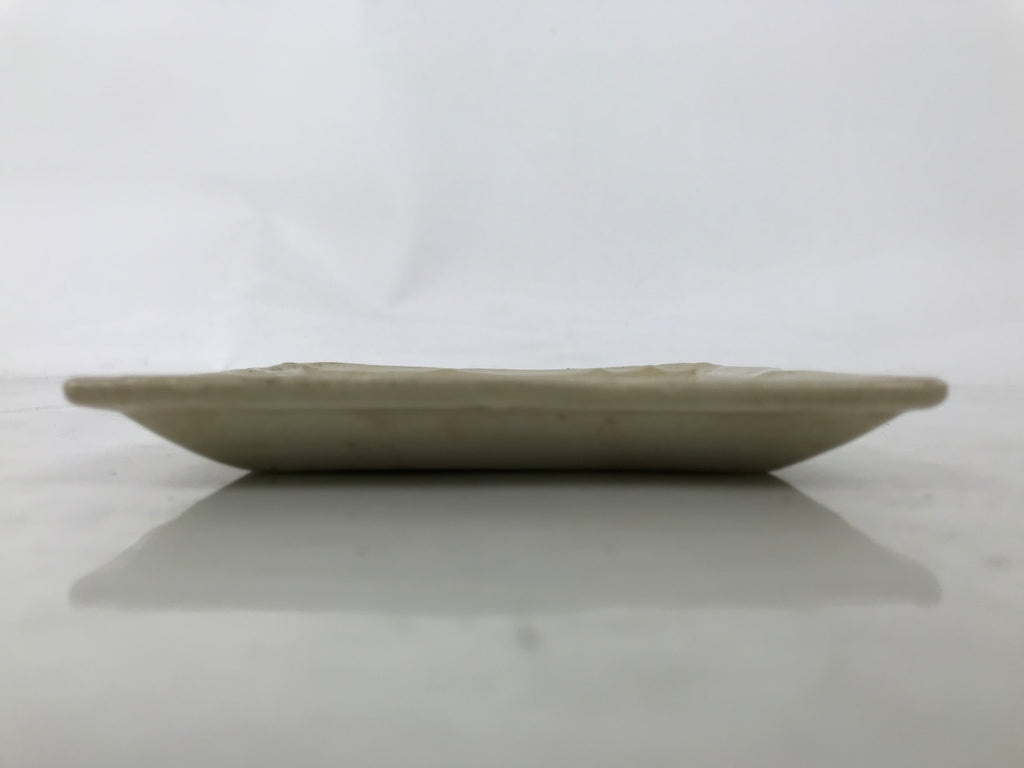 Japanese Ceramic Small Plate Kozara Sara Square Pottery Orange Beige Leaves Y438