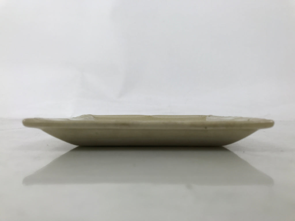 Japanese Ceramic Small Plate Kozara Sara Square Pottery Orange Beige Leaves Y438