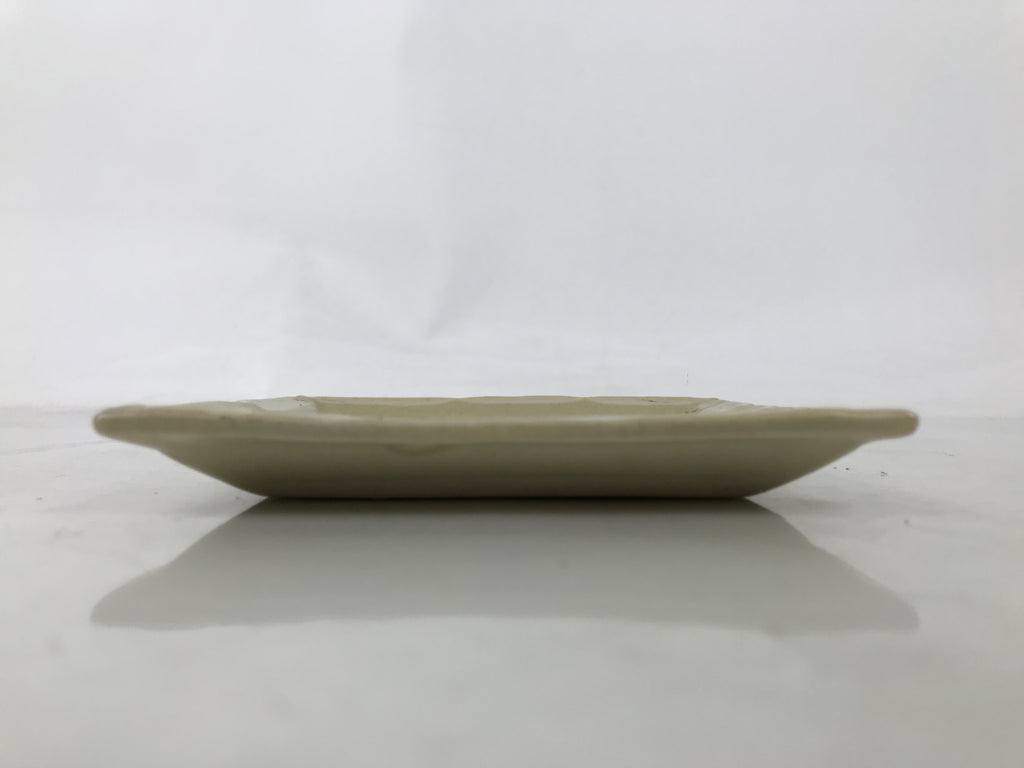 Japanese Ceramic Small Plate Kozara Sara Square Pottery Orange Beige Leaves Y438