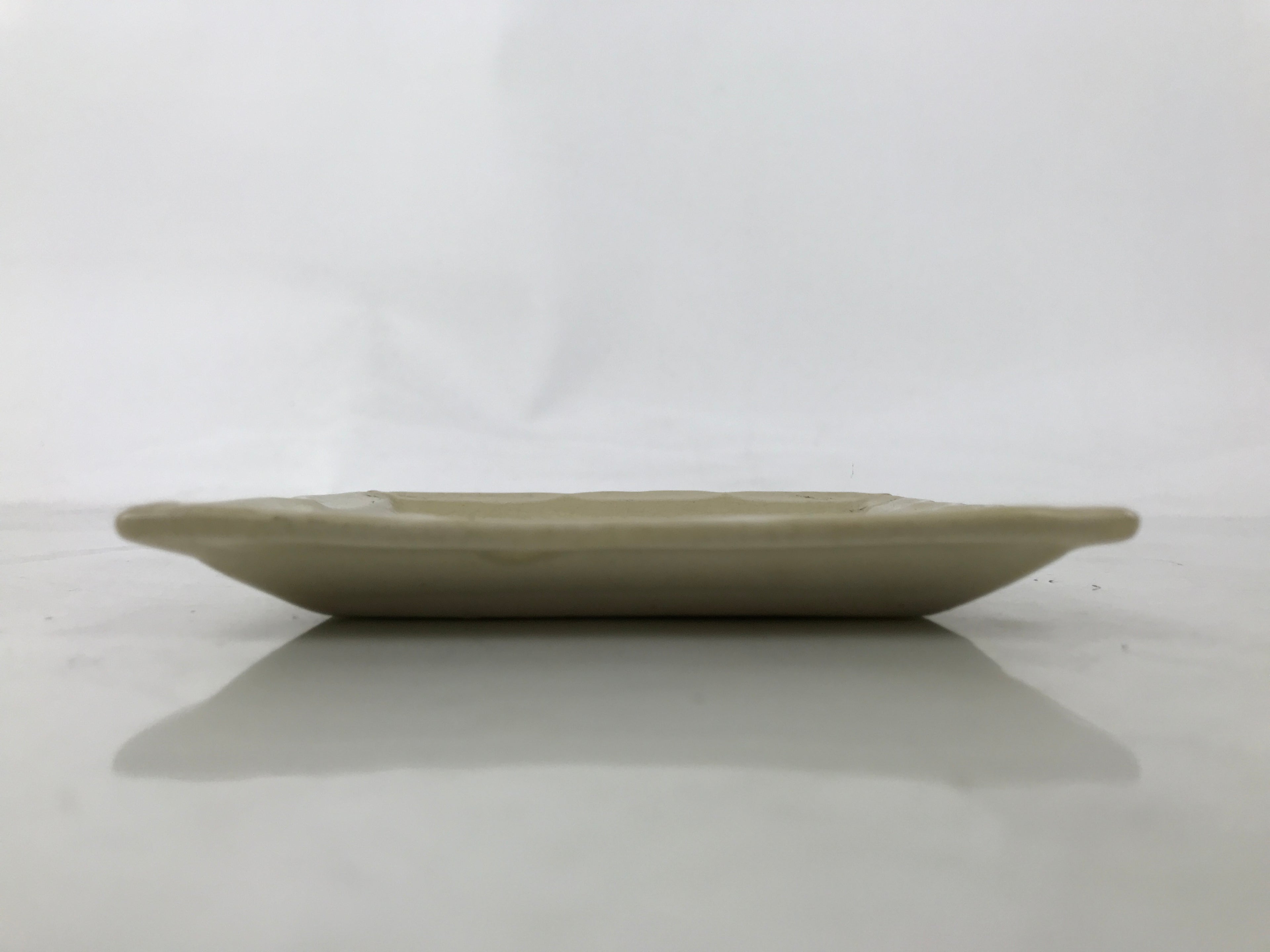 Japanese Ceramic Small Plate Kozara Sara Square Pottery Orange Beige Leaves Y438