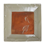 Japanese Ceramic Small Plate Kozara Sara Square Pottery Orange Beige Leaves Y438