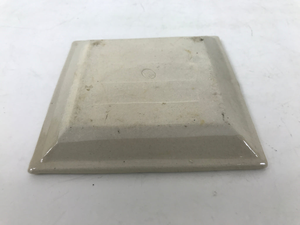 Japanese Ceramic Small Plate Kozara Sara Square Pottery Orange Beige Leaves Y439