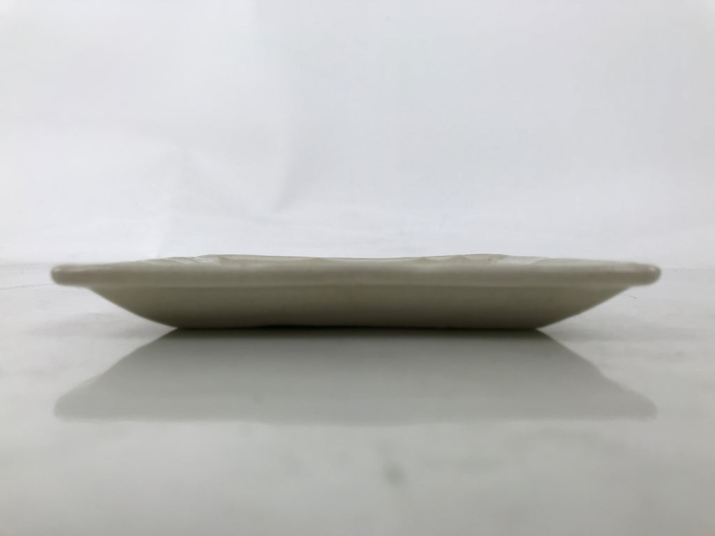 Japanese Ceramic Small Plate Kozara Sara Square Pottery Orange Beige Leaves Y439