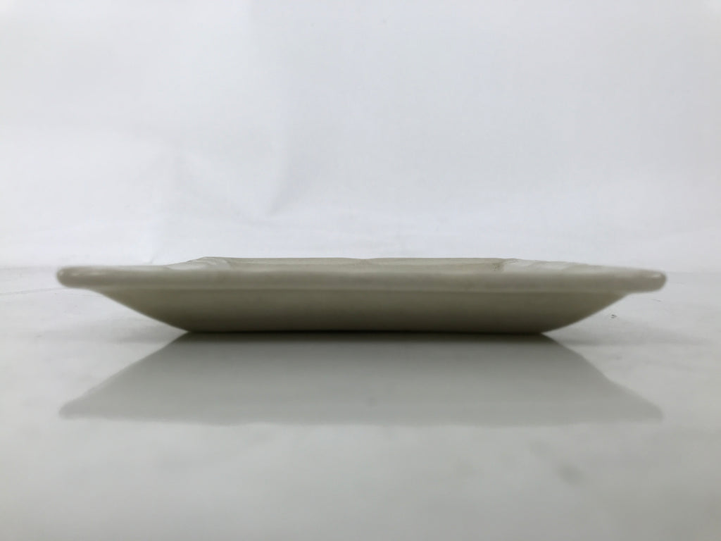 Japanese Ceramic Small Plate Kozara Sara Square Pottery Orange Beige Leaves Y439
