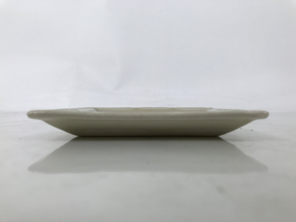 Japanese Ceramic Small Plate Kozara Sara Square Pottery Orange Beige Leaves Y439
