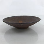 Japanese Ceramic Small Plate Kozara Vtg Mamezara Round Rustic Dark Brown Y192