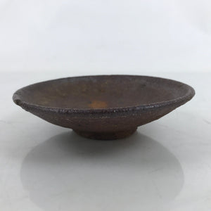 Japanese Ceramic Small Plate Kozara Vtg Mamezara Round Rustic Dark Brown Y192