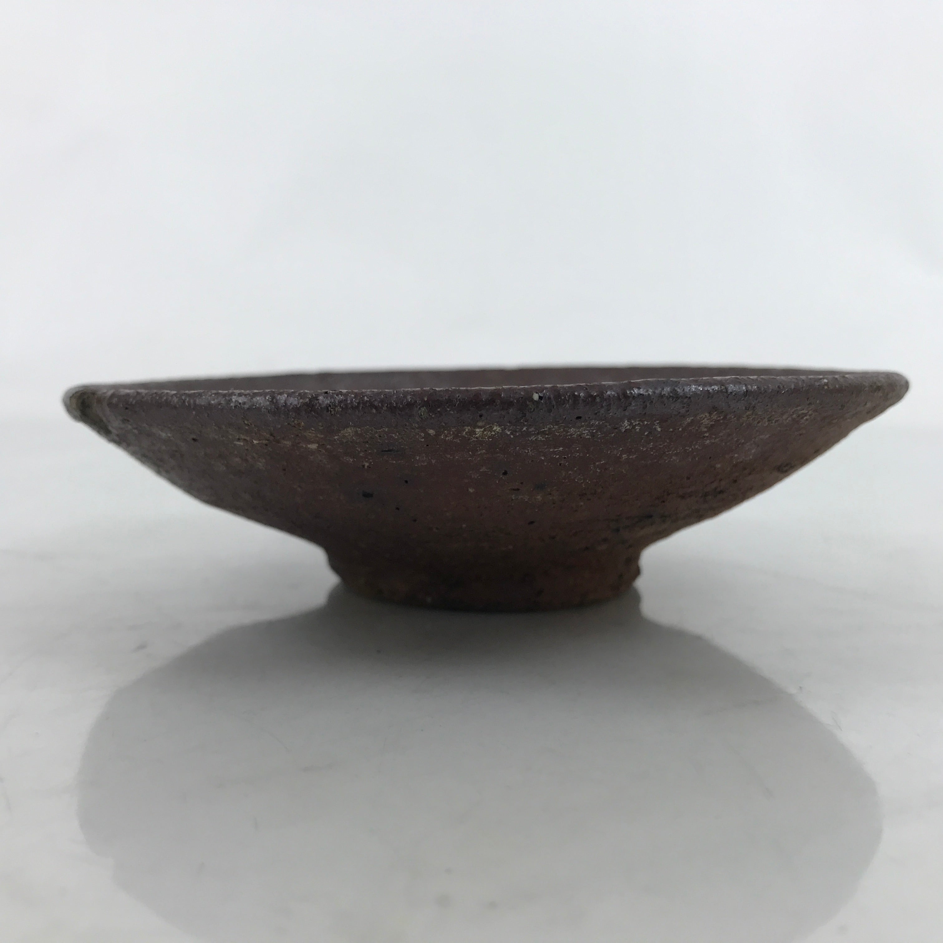 Japanese Ceramic Small Plate Kozara Vtg Mamezara Round Rustic Dark Brown Y192