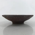 Japanese Ceramic Small Plate Kozara Vtg Mamezara Round Rustic Dark Brown Y192