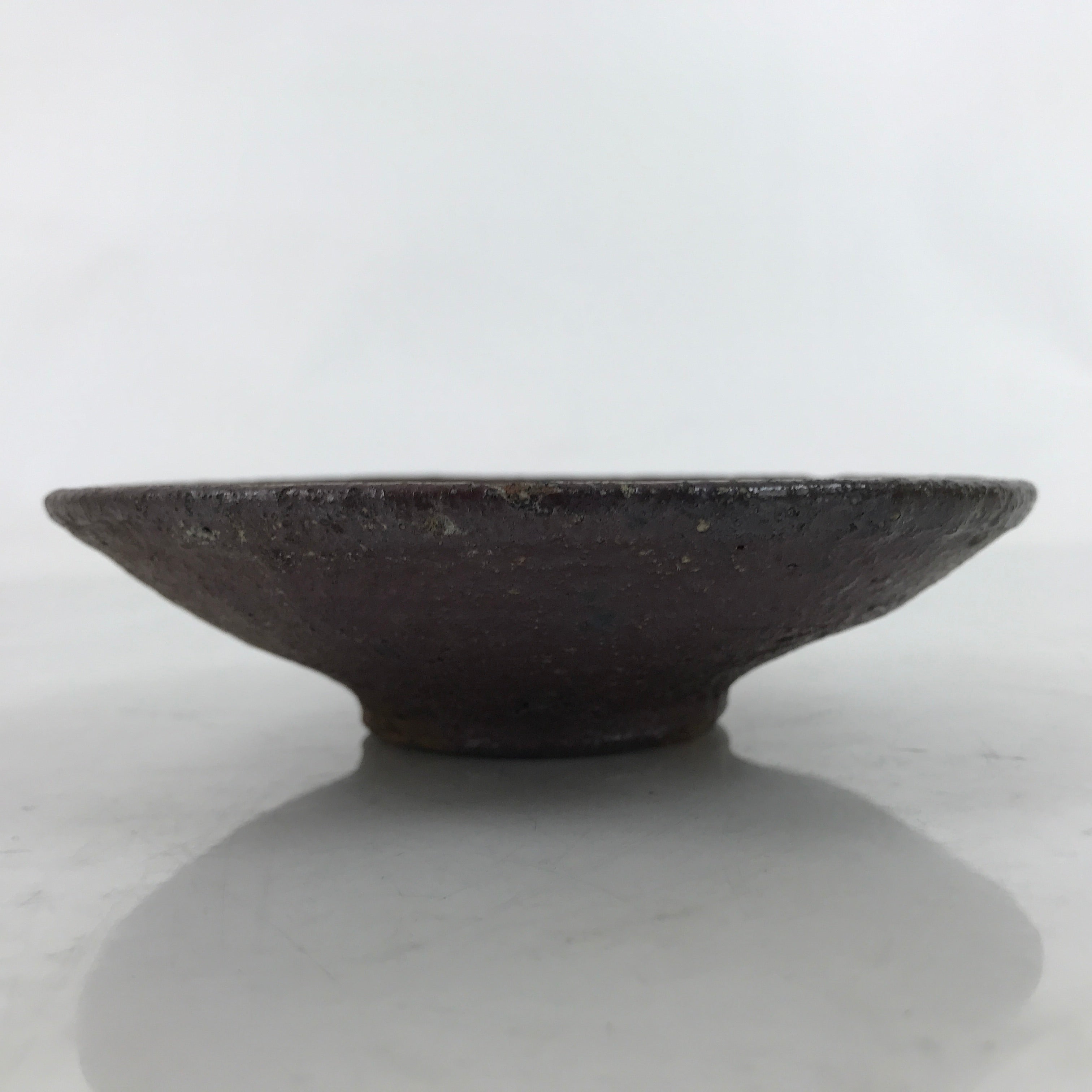 Japanese Ceramic Small Plate Kozara Vtg Mamezara Round Rustic Dark Brown Y192